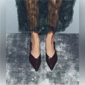 Zara Dark aubergine Leather flats with Buckle